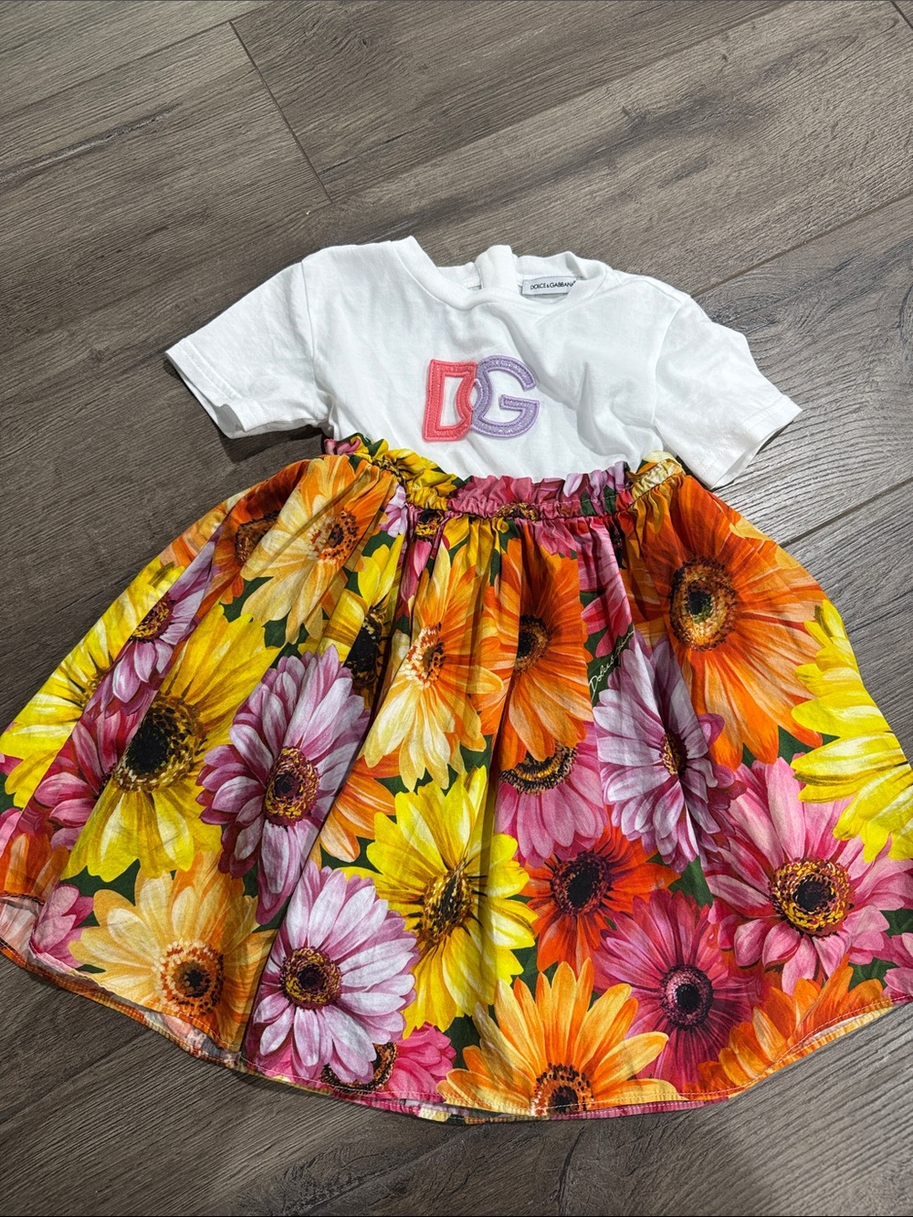 Dolce & Gabbana White Top with Multicolor Floral dress